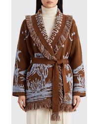 Alanui - Jacquard Cashmere And Wool Cardigan With Fringes And Belt - Lyst