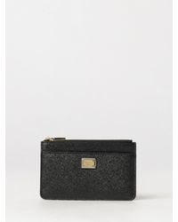 Dolce & Gabbana - Dolce &Amp Gabbana Grained Calfskin Card Holder With Zip Pocket And Logo - Lyst