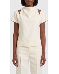 FEDERICA TOSI - Short-Sleeved Cady Blouse With High Neck And Cut-Out Shoulders - Lyst