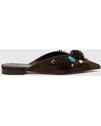 Twinset - Suede Mules With Applications And Stones - Lyst