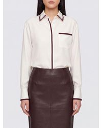 F.R.S For Restless Sleepers - Silk Pajama-Style Shirt With Ruffled Collar And Contrast Piping - Lyst