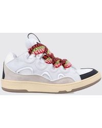 Lanvin - Curb Bicolor Low-Top-Sneakers Aus Leder Und Mesh Mit Oversize-Schnürsenkeln - Lyst