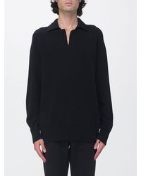 Laneus - Long-Sleeved Merino Wool And Cashmere Knit Polo - Lyst