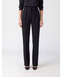 Elisabetta Franchi - High-Waisted Straight Leg Tailored Crêpe Trousers - Lyst