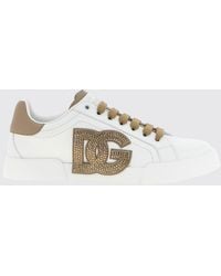 Dolce & Gabbana - Crystal Embellished Leather Sneakers - Lyst