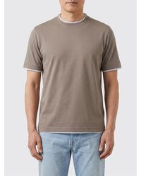 Brunello Cucinelli - Cotton Crew-Neck T-Shirt With Contrasts - Lyst