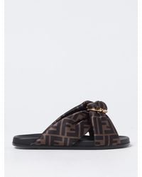 Fendi - Feel Padded Satin Sandal With All Over Ff Monogram - Lyst