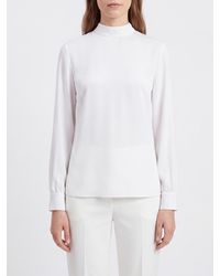 Giorgio Armani - High-Neck Silk Blouse With Tie Closure - Lyst