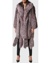 Philipp Plein - Shawl Collar Fox Fur Coat With Fringes - Lyst