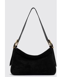 Twinset - Flared Suede Shoulder Bag With Embossed Logo - Lyst