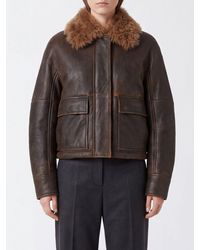 Brunello Cucinelli - Short Shearling Jacket With Fur Collar And Concealed Fastening - Lyst