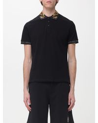 Versace Jeans Couture - Cotton Polo Shirt With Baroque Print Collar - Lyst