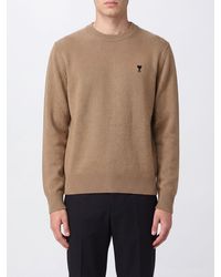 Ami Paris - Wool Crewneck Jumper With Embroidered Ami De Cœur Logo - Lyst
