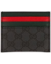 Gucci - Gg Supreme Fabric Flat Card Holder With Web Detail And Leather Trim - Lyst