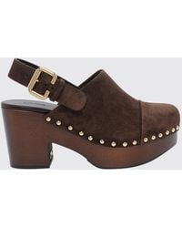 Chloé - Chlo&Eacute Jeannette Suede Slingbacks With Studs And Wooden Platform - Lyst