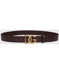 Dolce & Gabbana - Dolce &Amp Gabbana Smooth Calfskin Leather Belt With Dg Monogram Buckle - Lyst