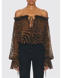 Blumarine - Viscose Blouse With Animal Print - Lyst