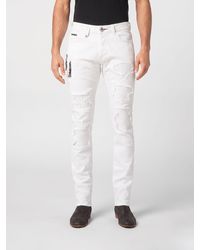 Philipp Plein - Distressed Denim Skinny Fit Jeans - Lyst