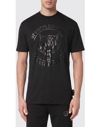 Philipp Plein - Slim Fit Cotton T-Shirt With Graphic Print And Tone-On-Tone Logo - Lyst