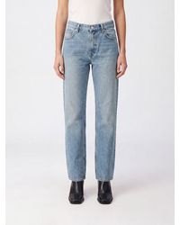 Haikure - Vaqueros Lisa De Corte Recto Y Talle Alto En Denim De Algodón Con Logo - Lyst