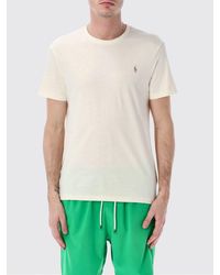 Polo Ralph Lauren - Slim Fit Cotton T-Shirt With Embroidered Logo And Crew Neck - Lyst