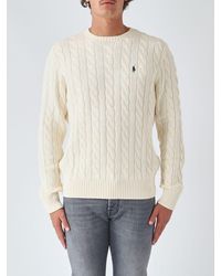 Polo Ralph Lauren - Cotton Crewneck Jumper With Embroidered Pony Logo - Lyst
