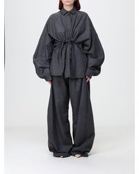 Thelatest - Dalida Oversized Wool Flannel Shirt With Balloon Sleeves - Lyst