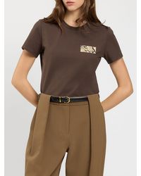 Twinset - Short-Sleeved Cotton Blend Crewneck T-Shirt With Straight Hem - Lyst