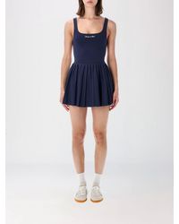 Sporty & Rich - Sporty &Amp Rich Pleated Tennis Mini Dress With Square Neck And Logo - Lyst