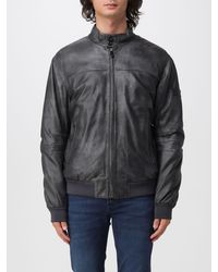 Peuterey - Fiona Padded Calfskin Leather Bomber Jacket With Biker Collar - Lyst