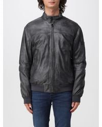 Peuterey - Fiona Padded Calfskin Leather Bomber Jacket With Biker Collar - Lyst