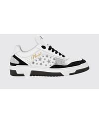 Philipp Plein - Low-Top Leather And Suede Sneakers With Studs And Rhinestones - Lyst