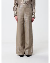 Brunello Cucinelli - Lurex Linen Palazzo Trousers - Lyst