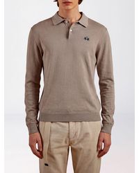 La Martina - Long-Sleeved Cotton Knit Polo With Embroidered Logo - Lyst