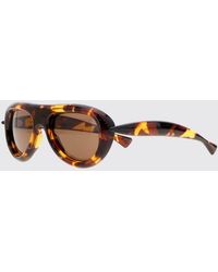 Bottega Veneta - Sardine Aviator Sunglasses With Tortoiseshell Frame - Lyst