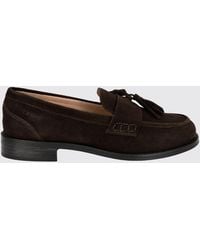 Twinset - Suede Penny Loafers With Tassels And Saddle Strap - Lyst