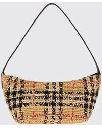 Burberry - Sac Porté Épaule Margate En Raphia Avec Motif Vintage Check Et Anse En Cuir - Lyst