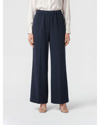 Aspesi - Wide Leg Crêpe Trousers With Elasticated Waist - Lyst