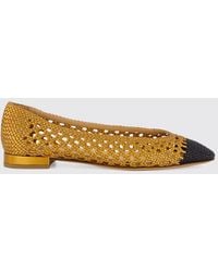 Francesco Russo - Two-Tone Woven Leather Ballet Flats With Perforated Design - Lyst