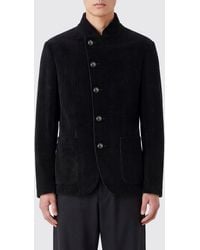 Emporio Armani - Asymmetrical Velvet Jacket With High Neck - Lyst