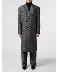 Philipp Plein - Knee-Length Double-Breasted Coat - Lyst