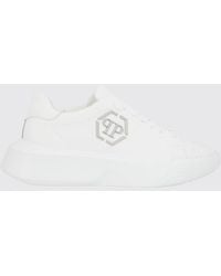 Philipp Plein - Low-Top Leather Sneakers With Hexagon Logo And Platform Sole - Lyst