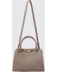 Fabiana Filippi - Medium Suede Bag With Double Handle And Shoulder Strap - Lyst