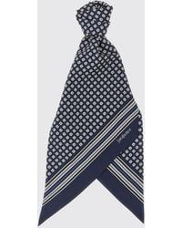 Saint Laurent - Lavallière Striped Geometric Print Silk Foulard - Lyst