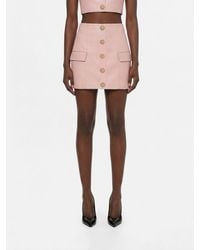 Balmain - Leather Mini Skirt - Lyst