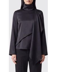 Rohe - Asymmetrical Pure Silk Blouse With High Neck And Long Sleeves - Lyst