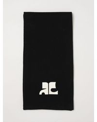 Courreges - Courr&Egrave	Ges Rectangular Merino Wool Scarf With Monogram And Applied Logo - Lyst