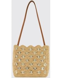 Rabanne - 1969 Raffia And Steel Shoulder Bag With Leather Handle - Lyst