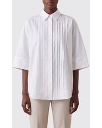 P.A.R.O.S.H. - Pleated Relaxed Fit Poplin Shirt P.A.R.O.S.H. With Short Sleeves - Lyst