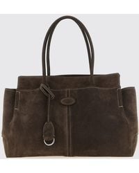 Tod's - Suede Shoulder Bag With Double Handle And Charm - Lyst